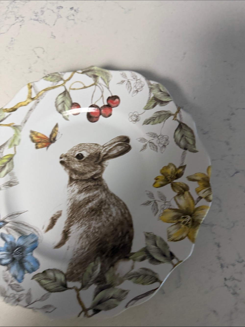 3 Bunny Plates pier, one imports, Sophie the Bunny